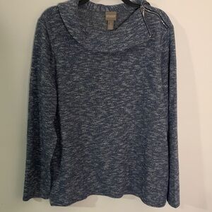 Chico's Heathered Blue Knit Top with Cowl Neck